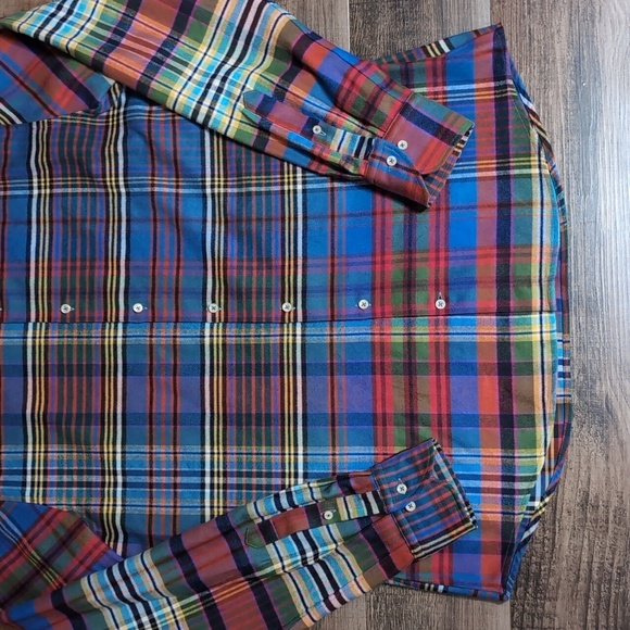 Stenströms Madras Plaid Slimline Button Down Shirt Size XL In Multicolor - Picture 3 of 10